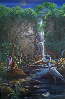 Liquid Moon. Original oil on canvas. Chantal Guillou-Brennan
